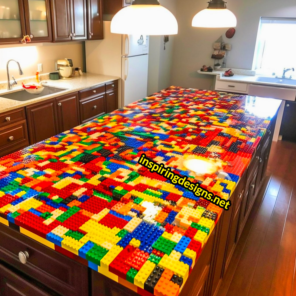 Kitchen Island Countertops Made From LEGOs and Epoxy – Inspiring