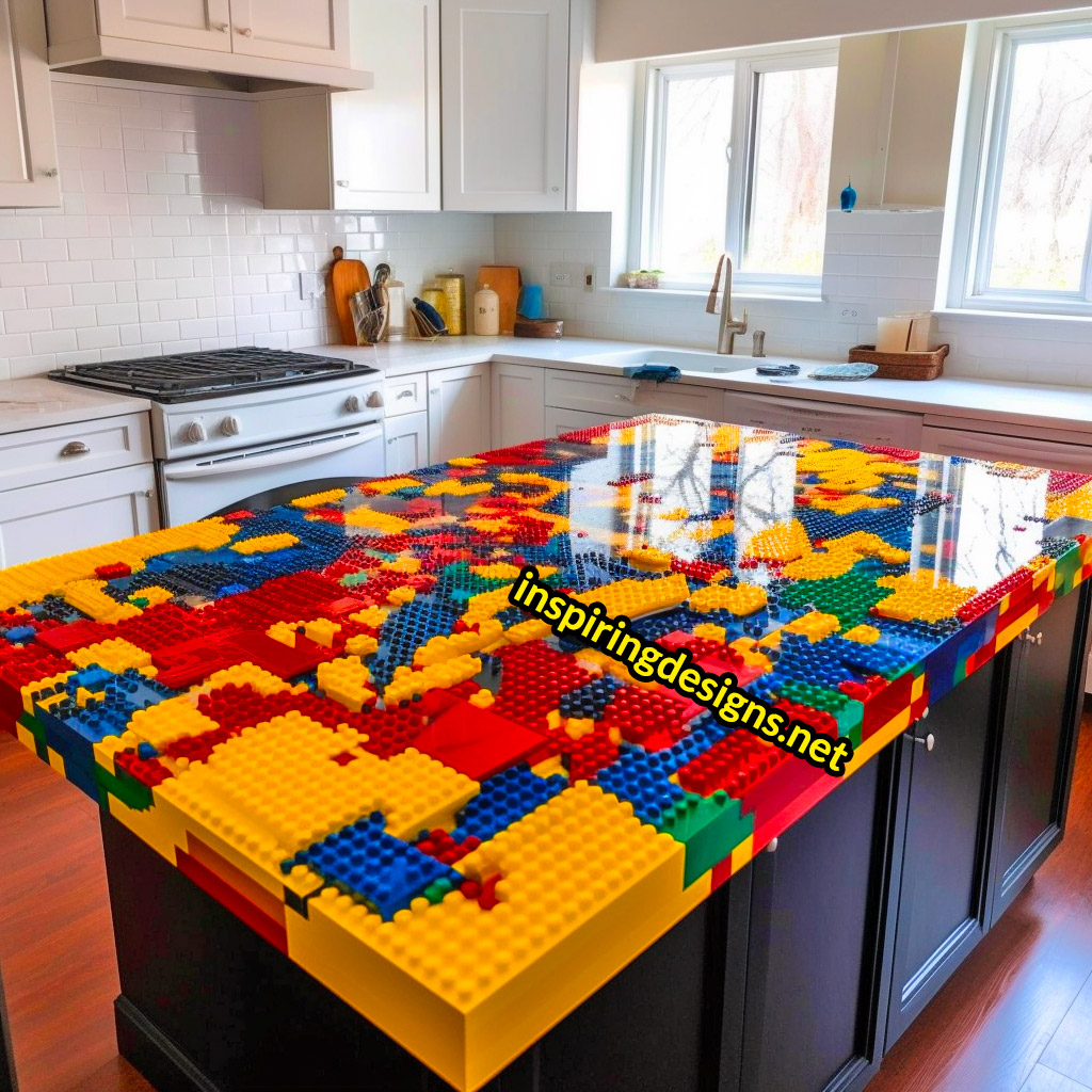 lego and epoxy kitchen island countertops