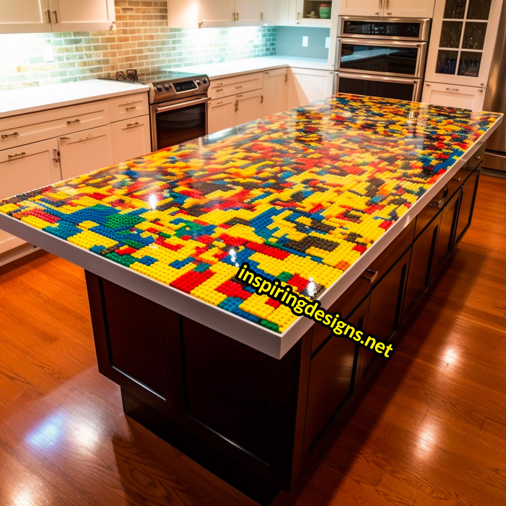 lego and epoxy kitchen island countertops