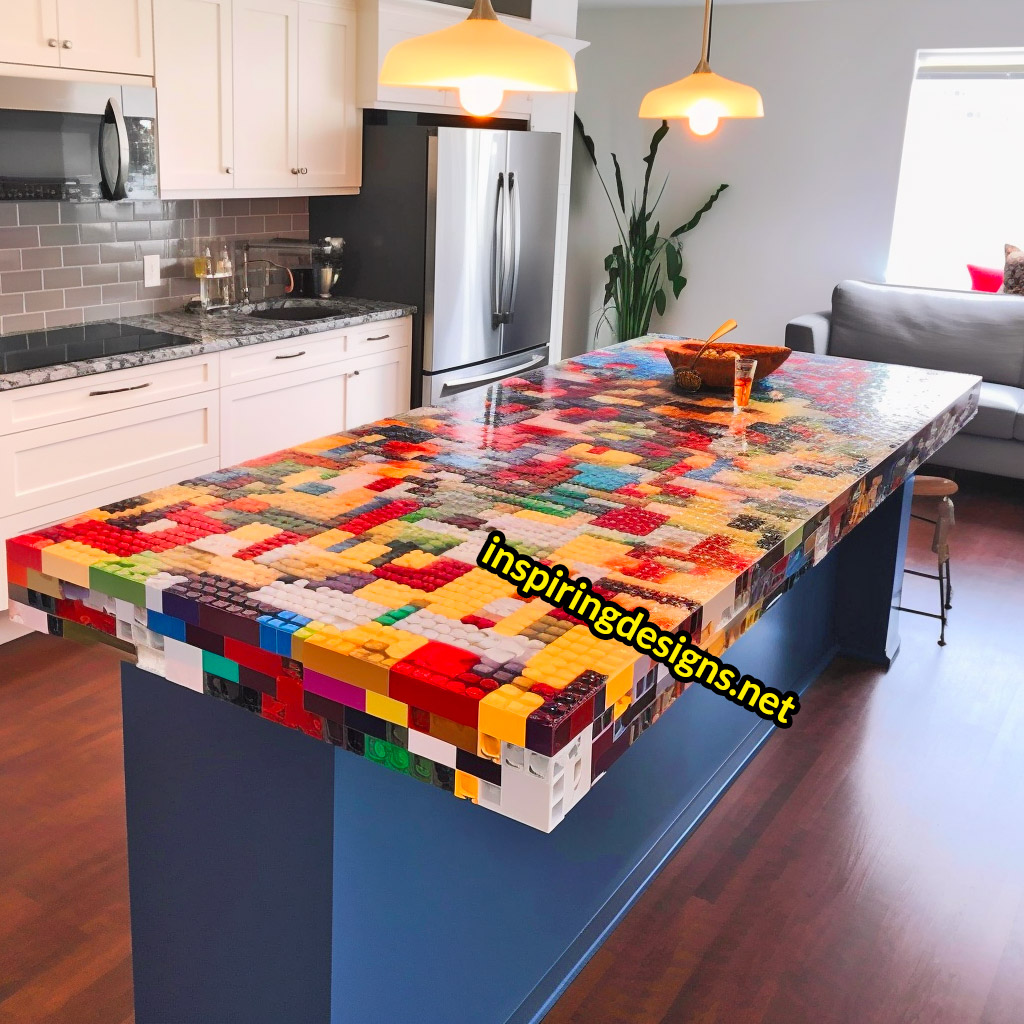 lego and epoxy kitchen island countertops