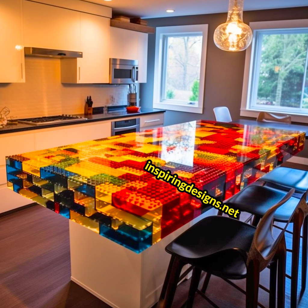 lego and epoxy kitchen island countertops