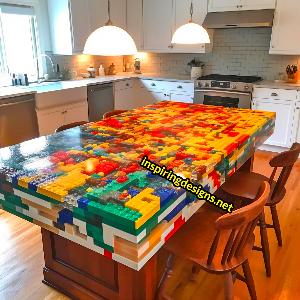 Kitchen Island Countertops Made From LEGOs and Epoxy – Inspiring