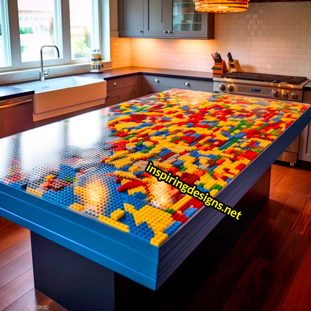 Kitchen Island Countertops Made From LEGOs and Epoxy – Inspiring