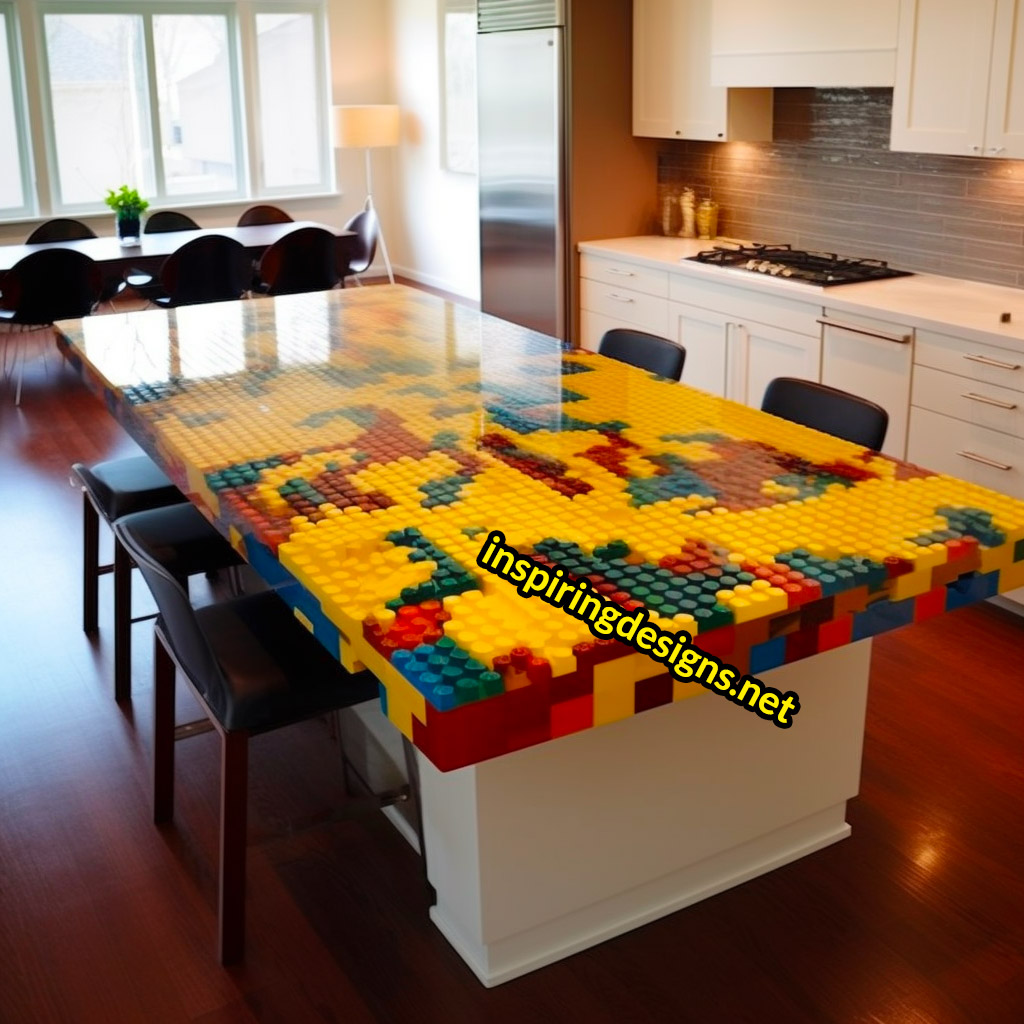 Kitchen Island Countertops Made From LEGOs and Epoxy – Inspiring