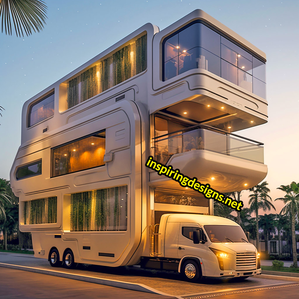 Giant 3-storey rv camper with balcony