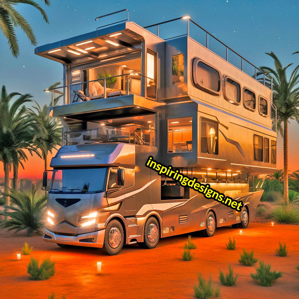 Giant 3-storey rv camper with balcony