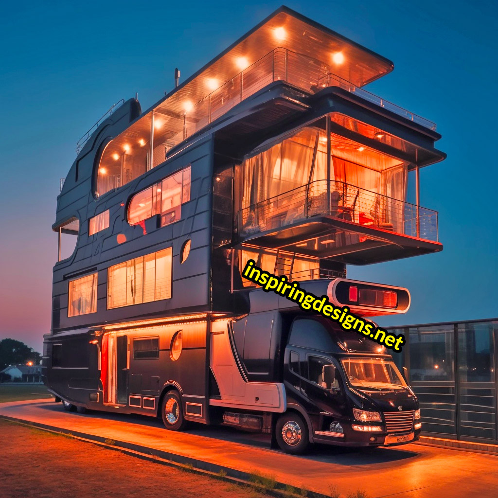 Giant 3-storey rv camper with balcony