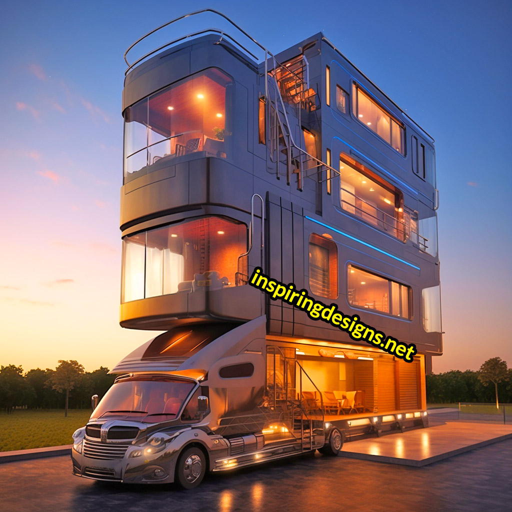 Giant 3-storey rv camper with balcony