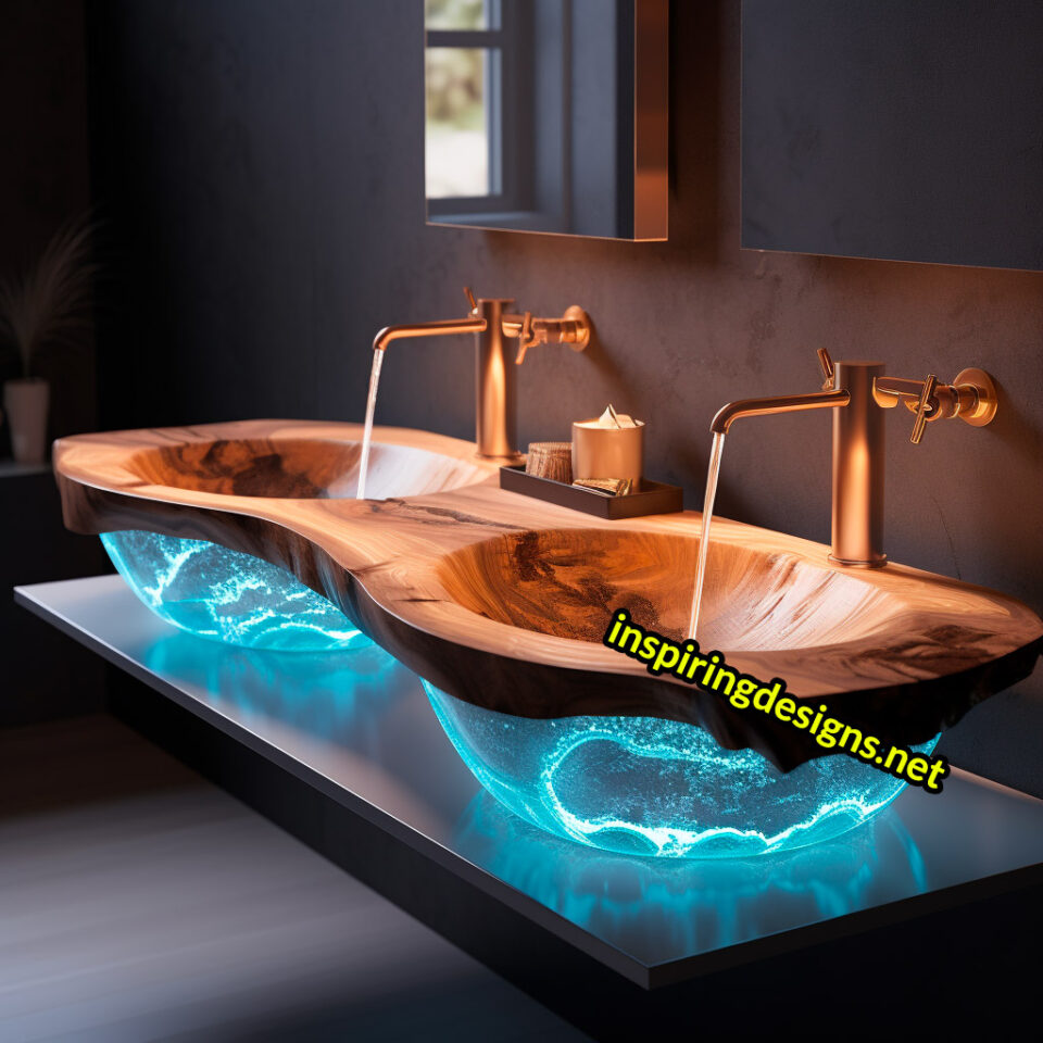 These Bath Counters Made from Wood, Crystal, and Epoxy are Redefining