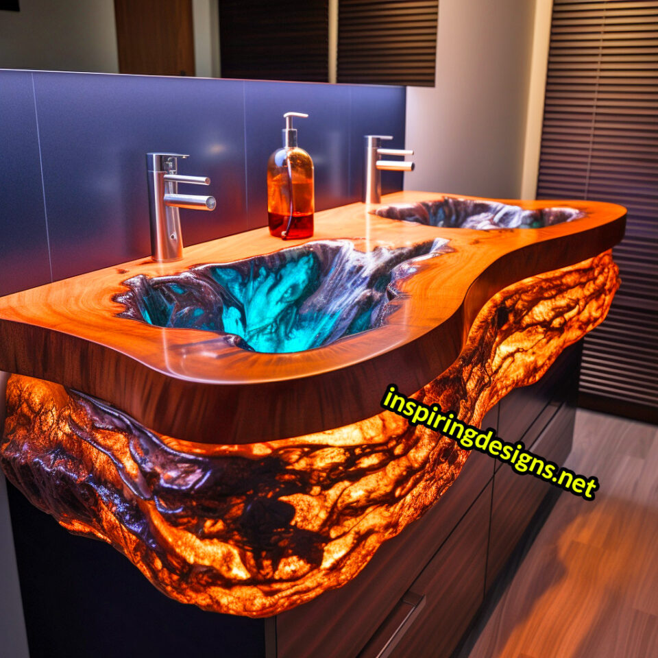 These Bath Counters Made from Wood, Crystal, and Epoxy are Redefining