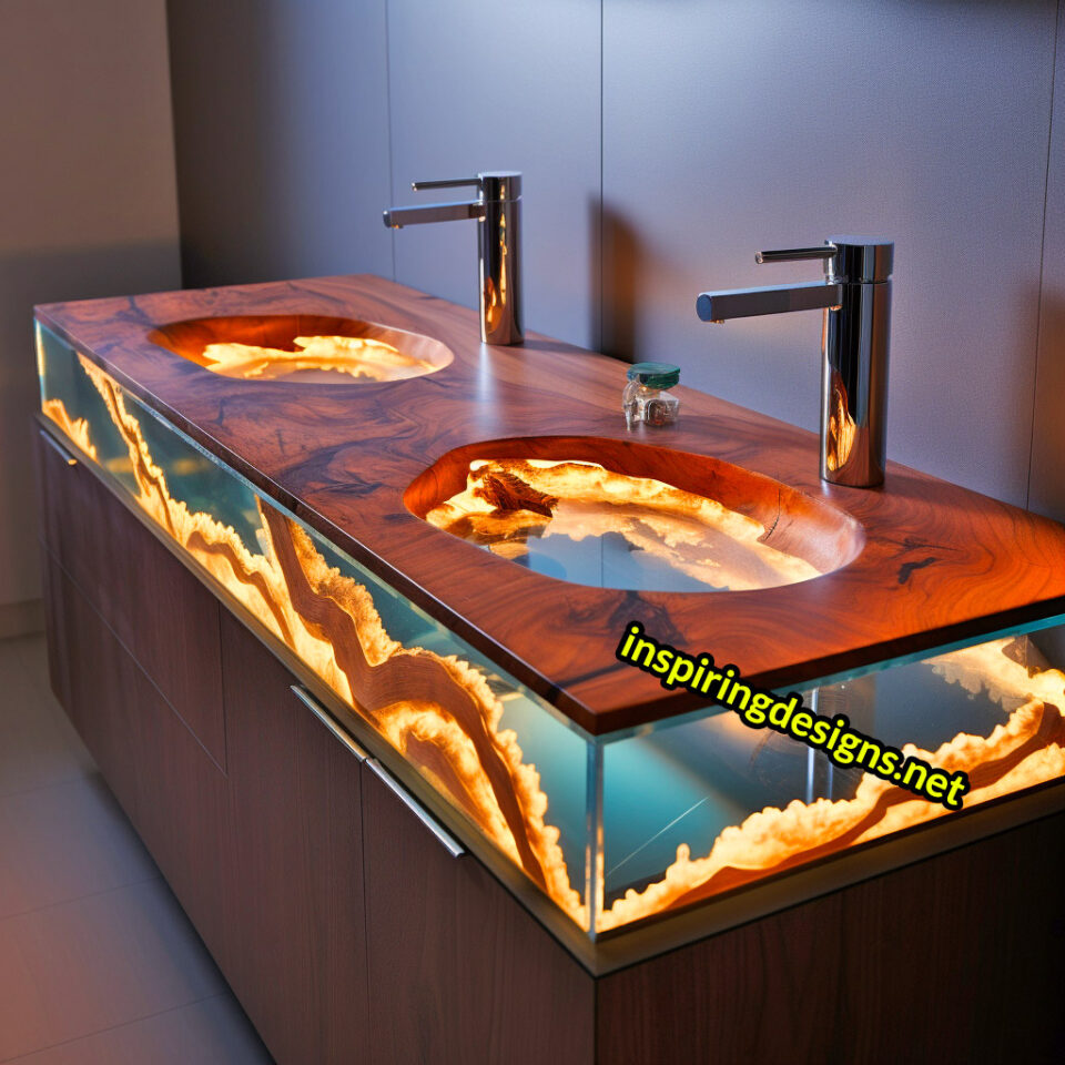 These Bath Counters Made from Wood, Crystal, and Epoxy are Redefining ...