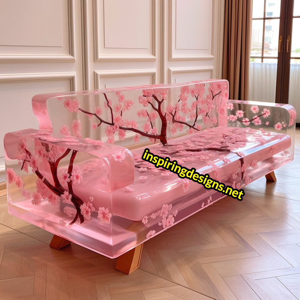 Cherry Blossom Sofas Made From Wood and Epoxy