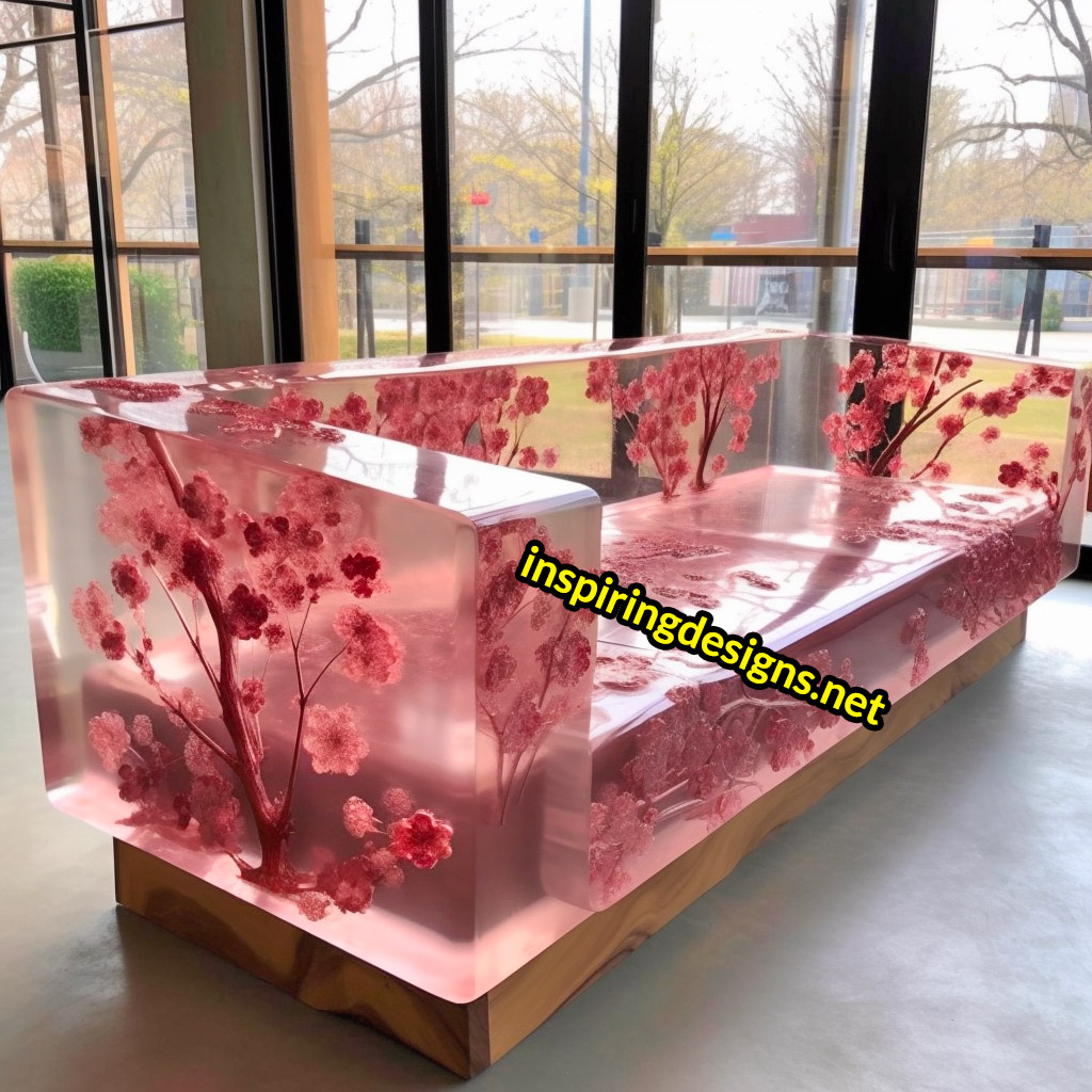 Cherry Blossom Sofas Made From Wood and Epoxy