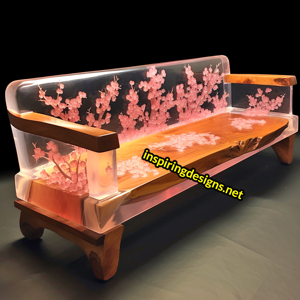 Cherry Blossom Sofas Made From Wood and Epoxy