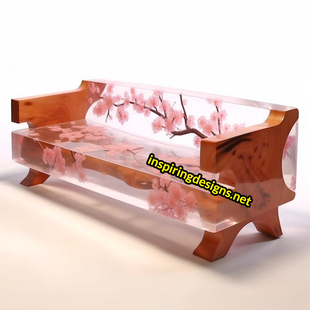 Cherry Blossom Sofas Made From Wood and Epoxy