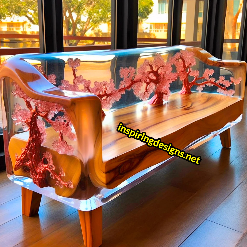 Cherry Blossom Sofas Made From Wood and Epoxy