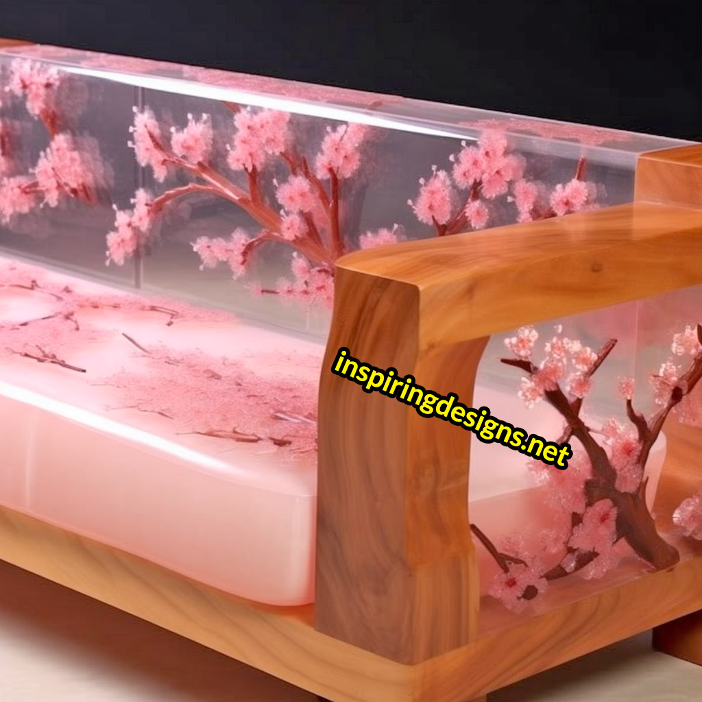 Cherry Blossom Sofas Made From Wood and Epoxy