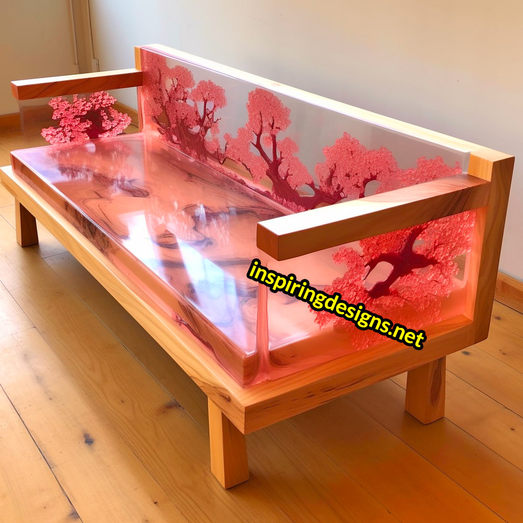 Cherry Blossom Sofas Made From Wood and Epoxy