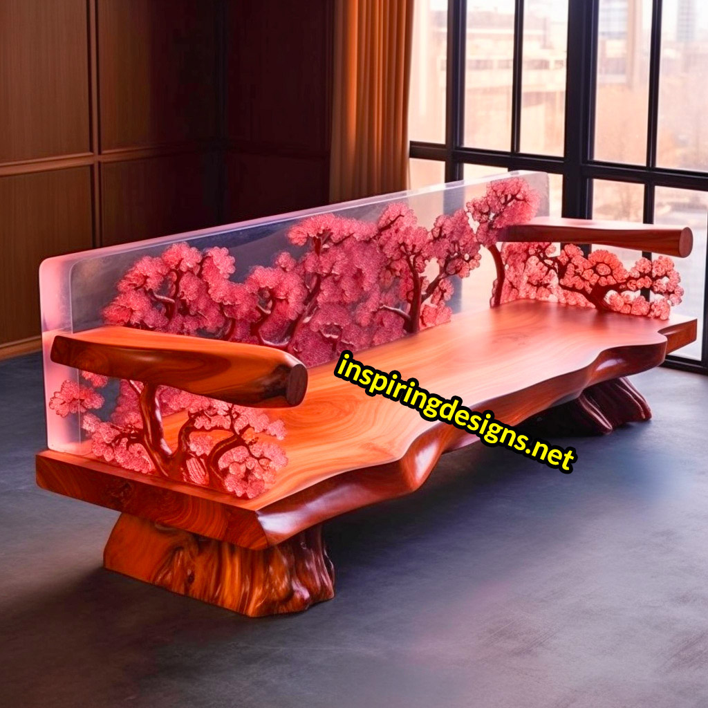 Cherry Blossom Sofas Made From Wood and Epoxy