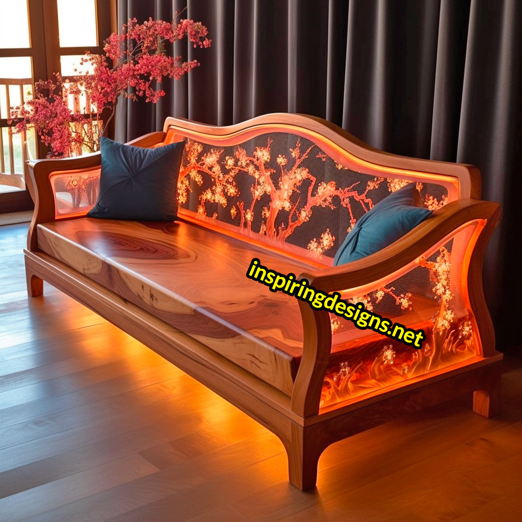 Cherry Blossom Sofas Made From Wood and Epoxy