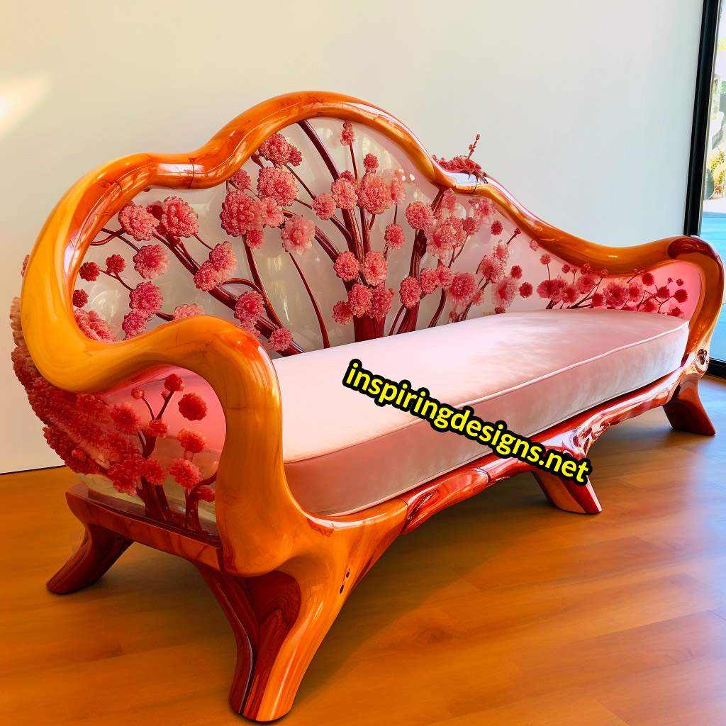 Cherry Blossom Sofas Made From Wood and Epoxy