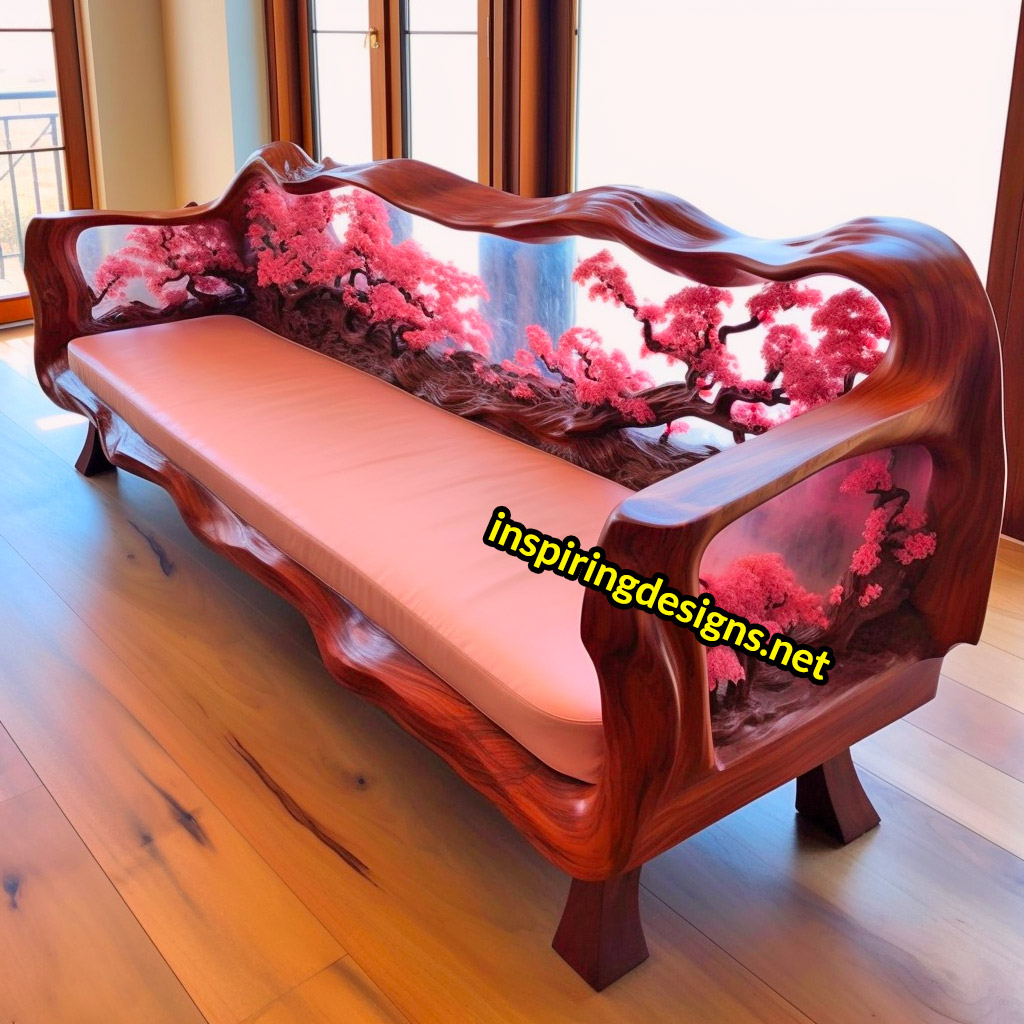 Cherry Blossom Sofas Made From Wood and Epoxy