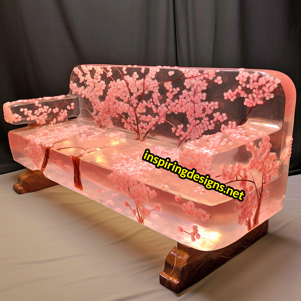 Cherry Blossom Sofas Made From Wood and Epoxy