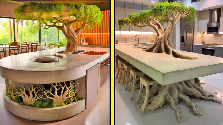 These Kitchen Islands with Trees Growing From Them Will Make You Green with Envy