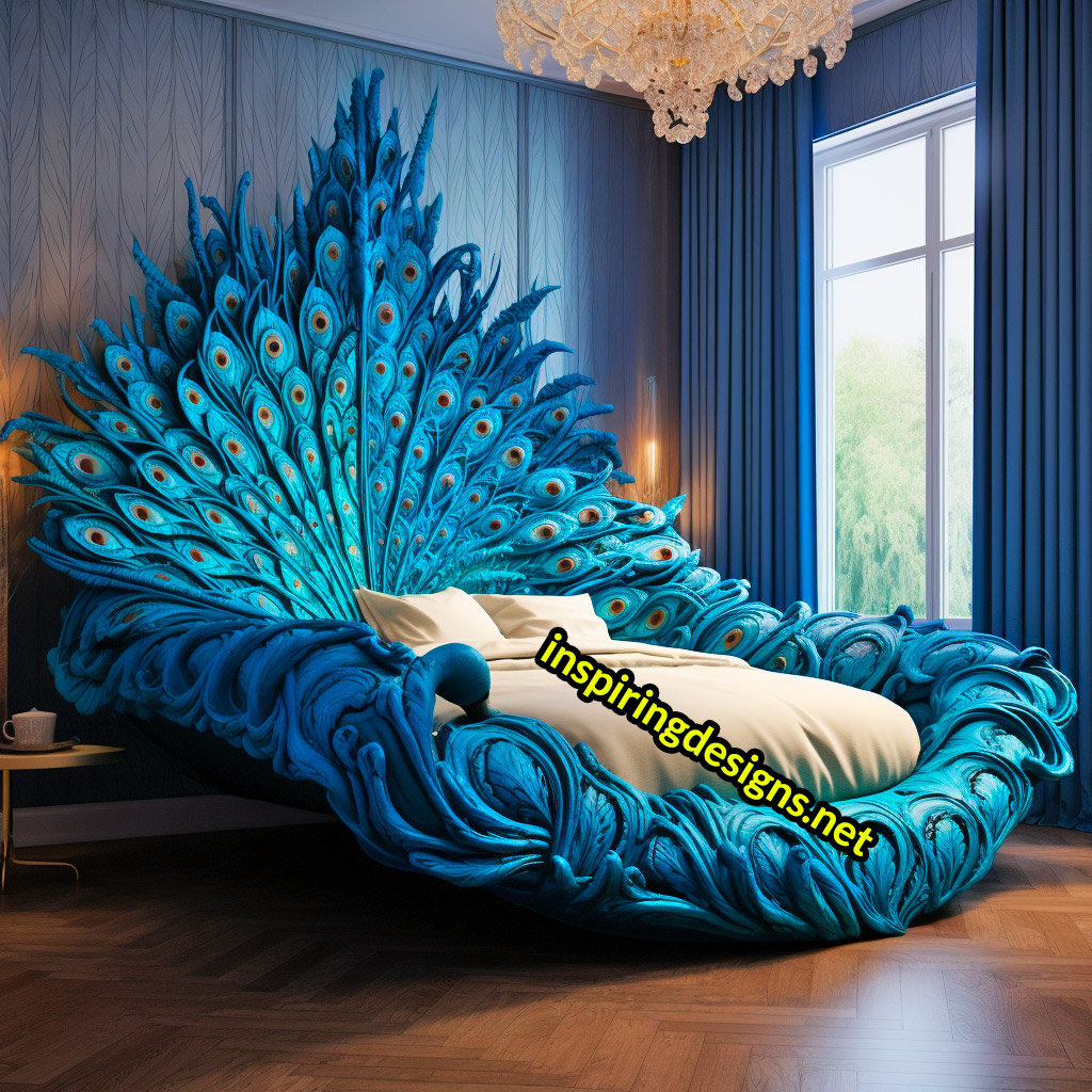 Oversized Wooden Animal Shaped Beds - Giant peacock bed