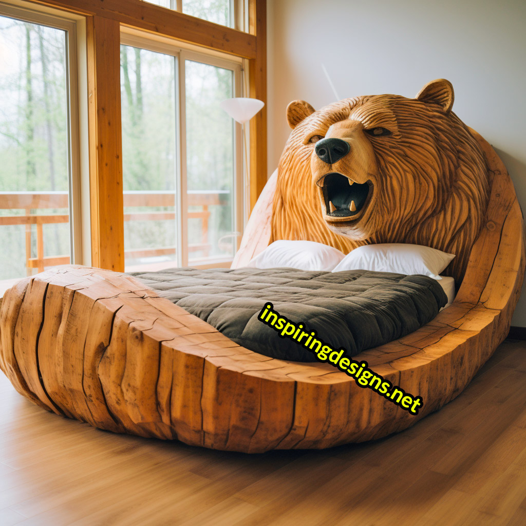 Oversized Wooden Animal Shaped Beds - Giant bear bed