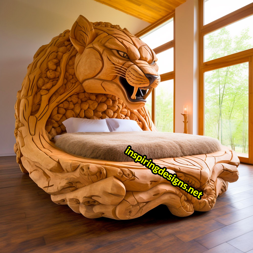 Oversized Wooden Animal Shaped Beds - Giant panther bed