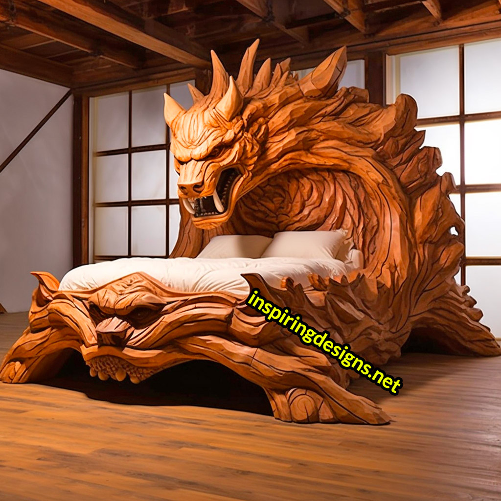 Oversized Wooden Animal Shaped Beds - Giant dragon bed