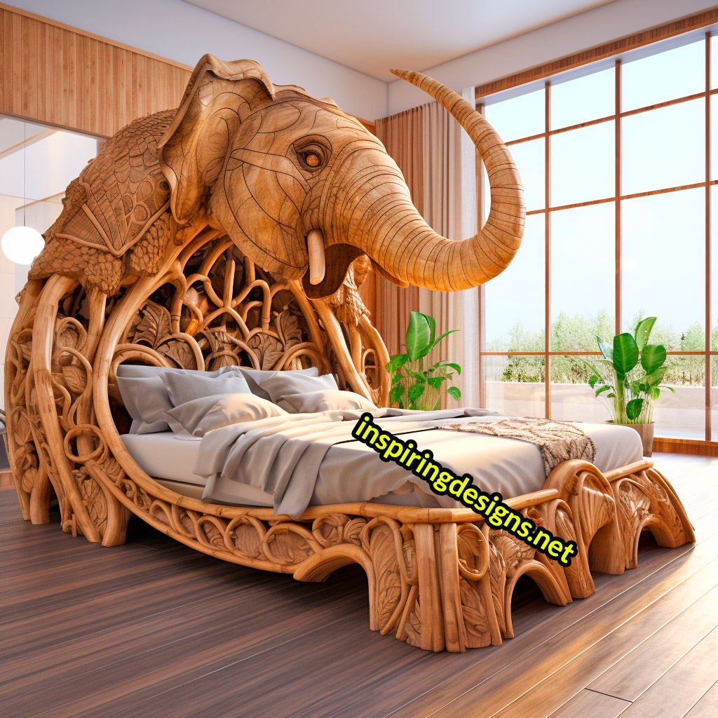Oversized Wooden Animal Shaped Beds - Giant elephant bed
