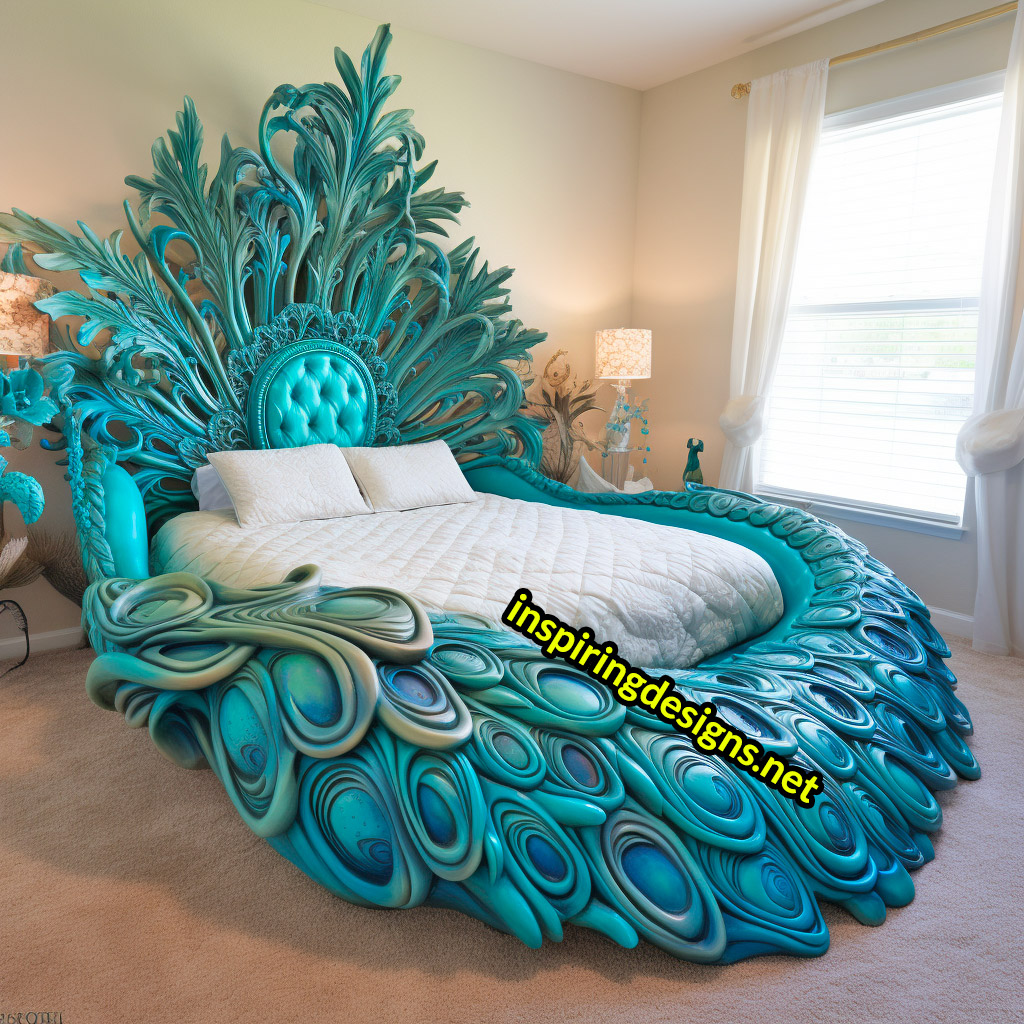 Oversized Wooden Animal Shaped Beds - Giant peacock bed