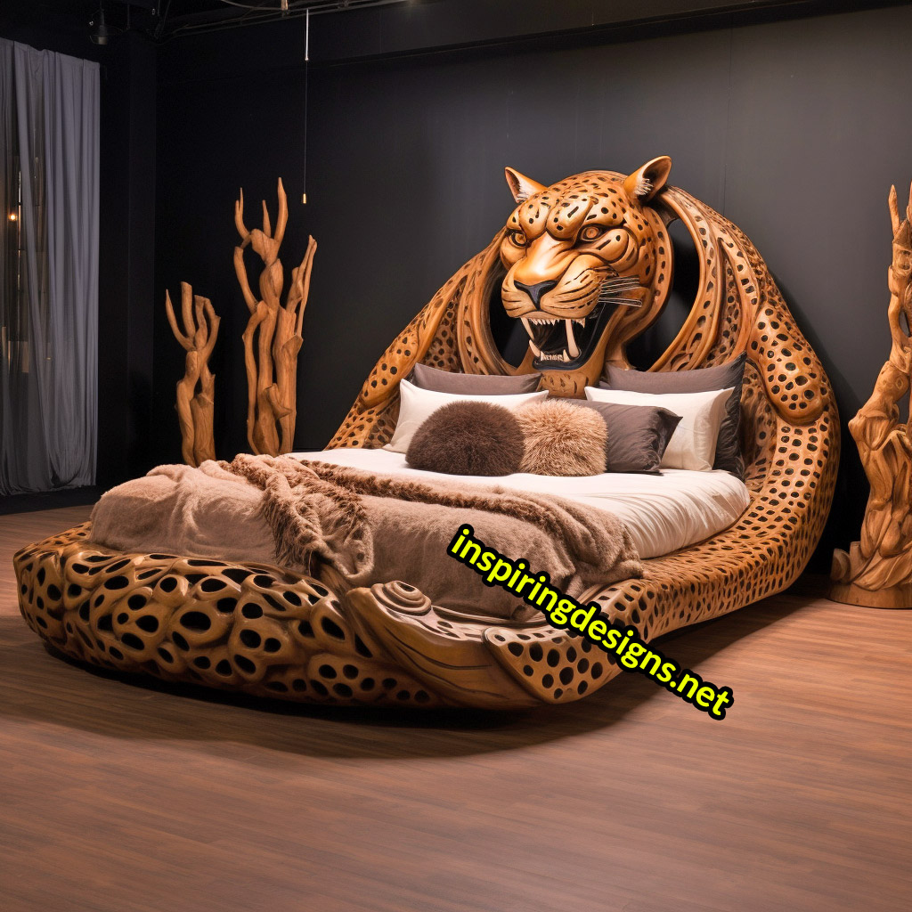 Oversized Wooden Animal Shaped Beds - Giant leopard bed