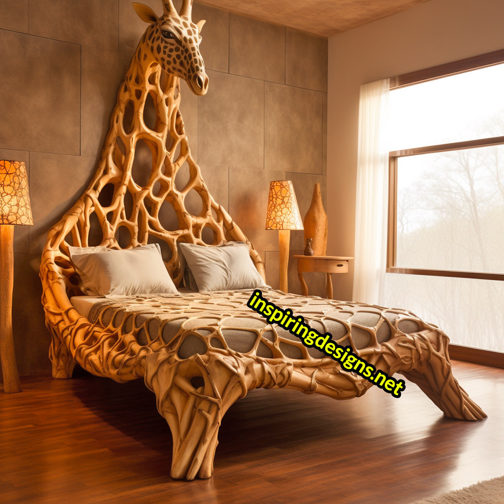 Oversized Wooden Animal Shaped Beds - Giant giraffe bed