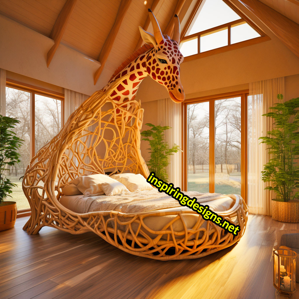 Oversized Wooden Animal Shaped Beds - Giant giraffe bed