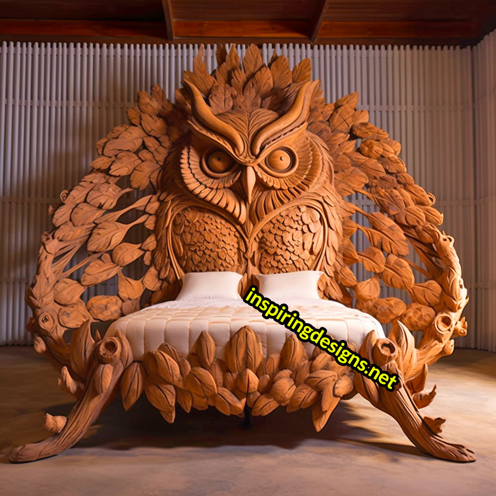 Oversized Wooden Animal Shaped Beds - Giant owl bed