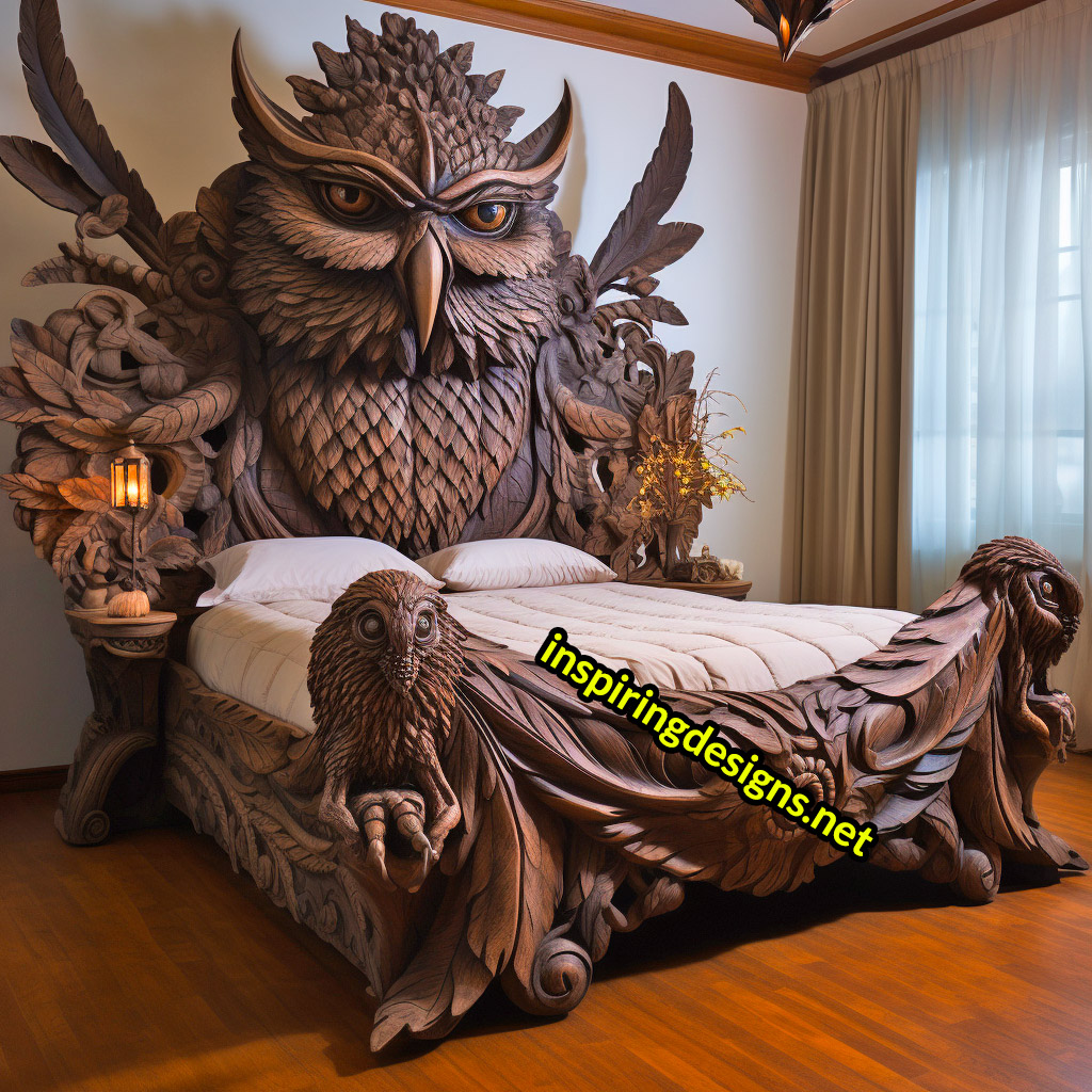 Oversized Wooden Animal Shaped Beds - Giant owl bed