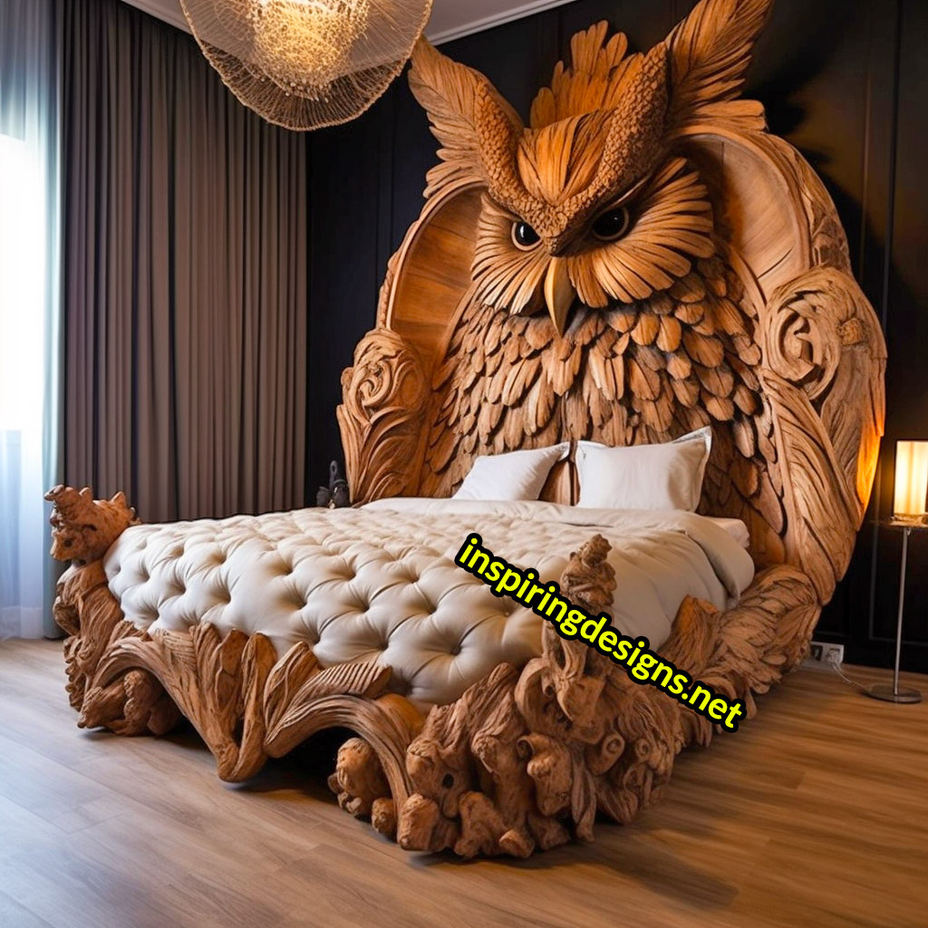 Oversized Wooden Animal Shaped Beds - Giant owl bed