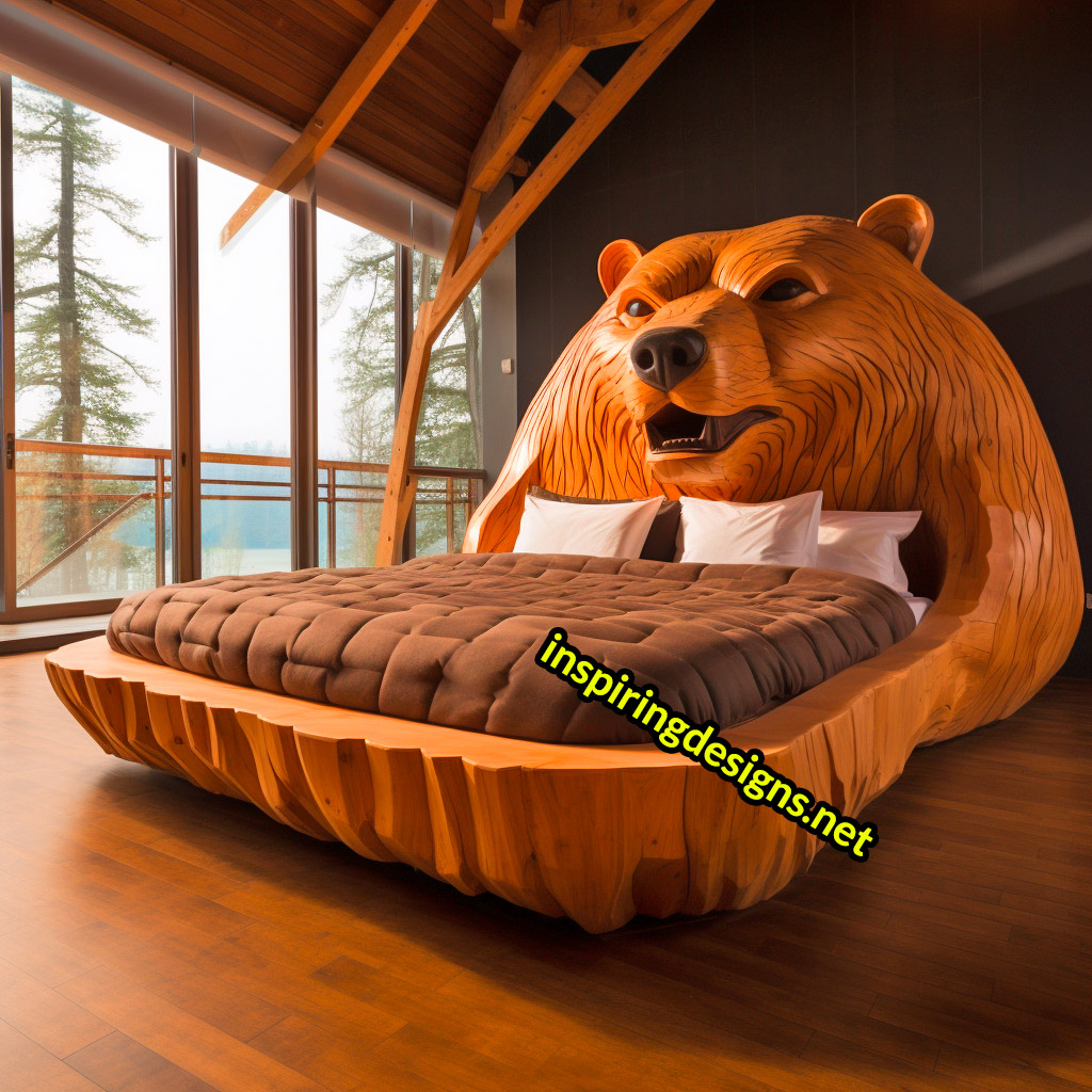 Oversized Wooden Animal Shaped Beds - Giant bear bed