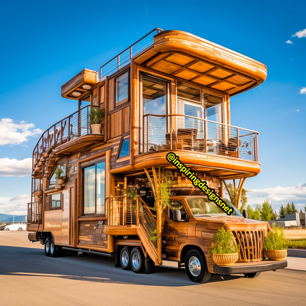 Luxury Wooden Modern Creative Tiny Homes on Wheels With 2 storeys and balcony