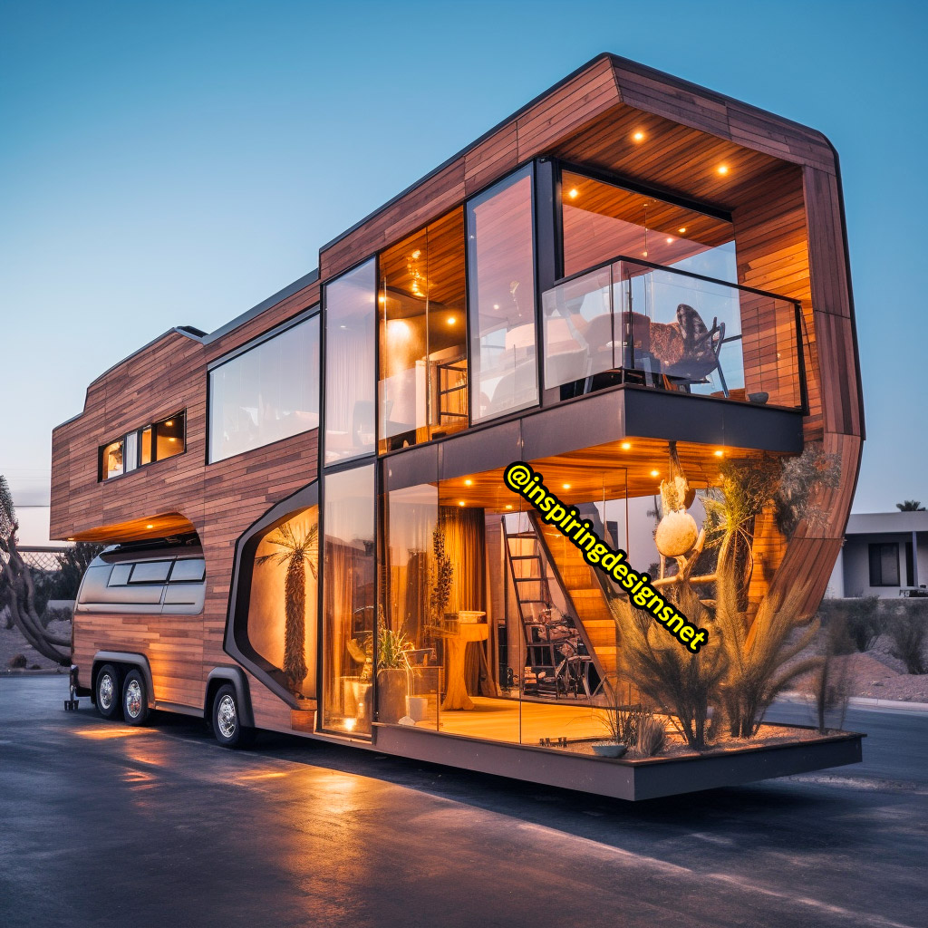 Luxury Wooden Modern Creative Tiny Homes on Wheels With 2 storeys and balcony