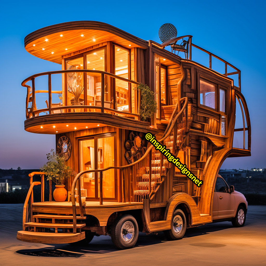 Luxury Wooden Modern Creative Tiny Homes on Wheels With 2 storeys and balcony