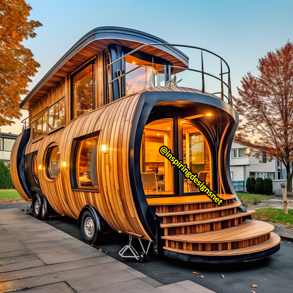 Luxury Wooden Modern Creative Tiny Homes on Wheels With 2 storeys and balcony