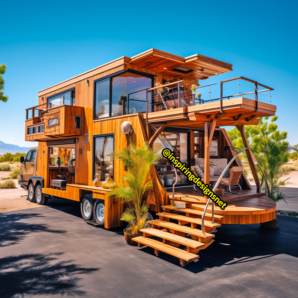 Luxury Wooden Modern Creative Tiny Homes on Wheels With 2 storeys and balcony