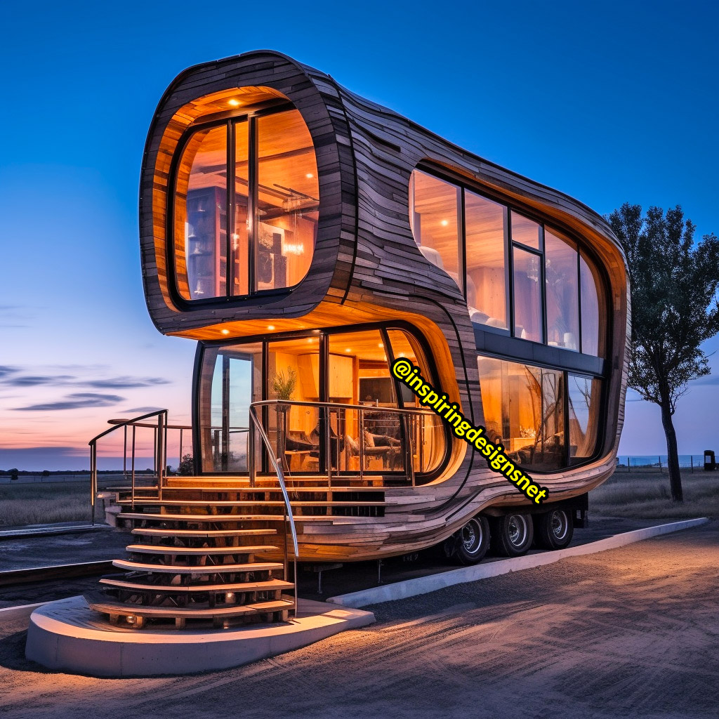 Luxury Wooden Modern Creative Tiny Homes on Wheels With 2 storeys and balcony