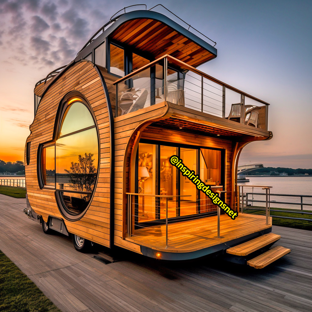 Luxury Wooden Modern Creative Tiny Homes on Wheels With 2 storeys and balcony