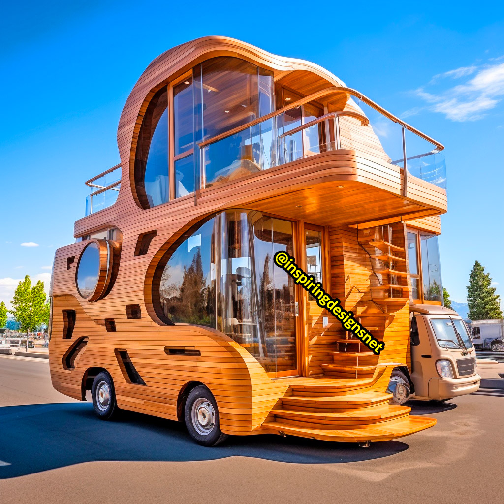 Luxury Wooden Modern Creative Tiny Homes on Wheels With 2 storeys and balcony