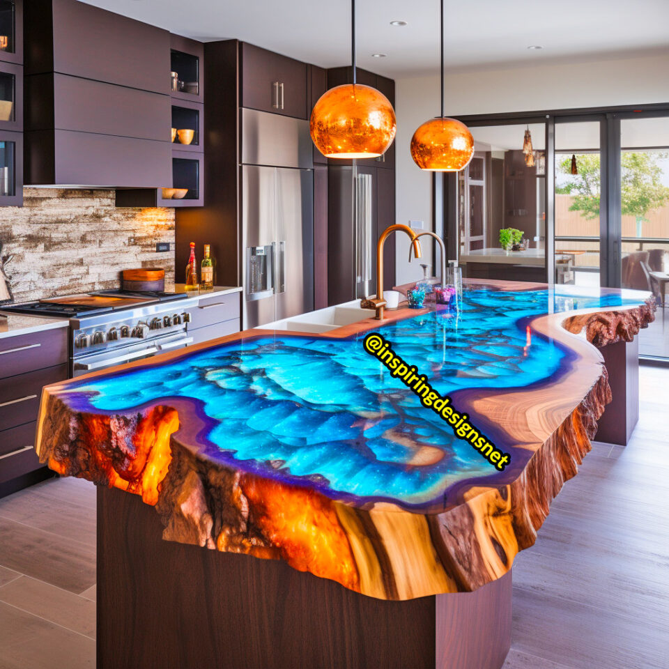 These Kitchen Islands Made From Geode, Wood, and Epoxy Blend Natural ...